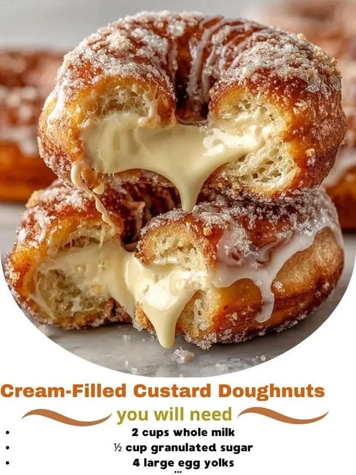 Cream-Filled Custard Doughnuts (Boston Cream Style)