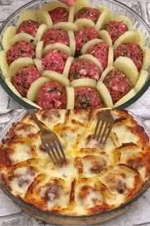 French-Style Potato and Meatball Bake